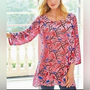 Soft Surroundings crushed Velvet Birdy Top